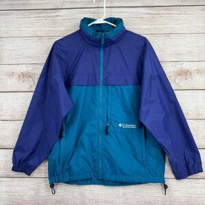 Vintage‎ Columbia Rain Jacket Women's Size Small Purple/Blue/Green Stowable Hood